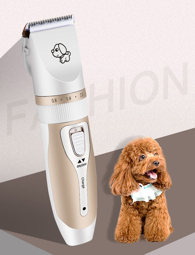 Cão clipper máquina e aparador de cortes de cabelo do seu bichinho, conjunto sem fio recarregável profissional. para bem estar do seu filhote